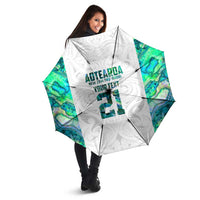 Custom New Zealand Aotearoa Umbrella Green Maori Paua Shell Indigenous - Polynesian Pride