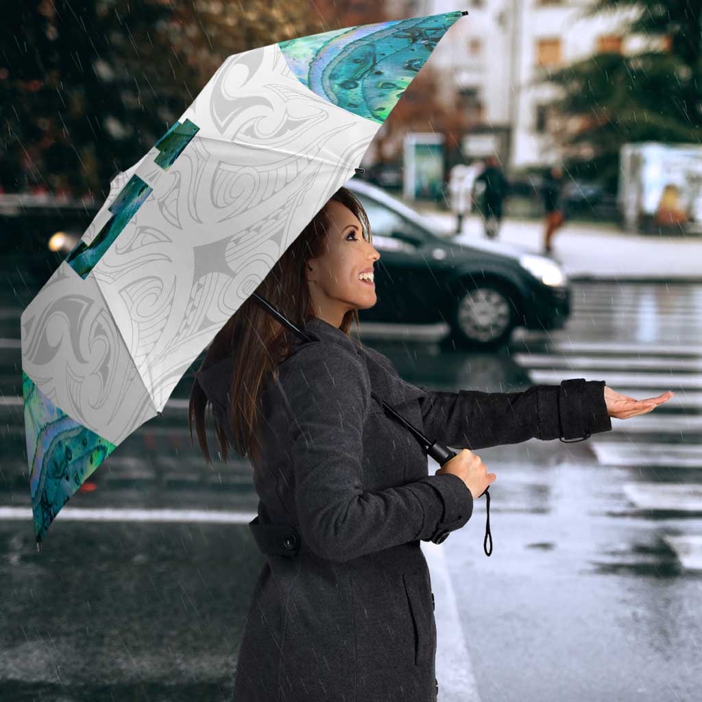 Custom New Zealand Aotearoa Umbrella Green Maori Paua Shell Indigenous - Polynesian Pride