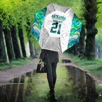 Custom New Zealand Aotearoa Umbrella Green Maori Paua Shell Indigenous - Polynesian Pride