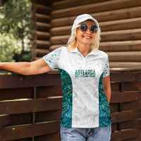 Custom New Zealand Aotearoa Women Polo Shirt Green Maori Paua Shell Indigenous - Polynesian Pride