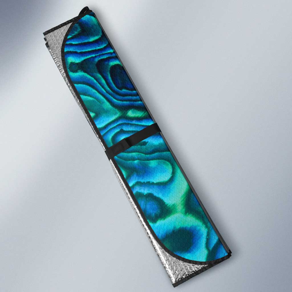 Custom New Zealand Aotearoa Auto Sun Shade Maori Paua Shell Indigenous LT9 - Polynesian Pride