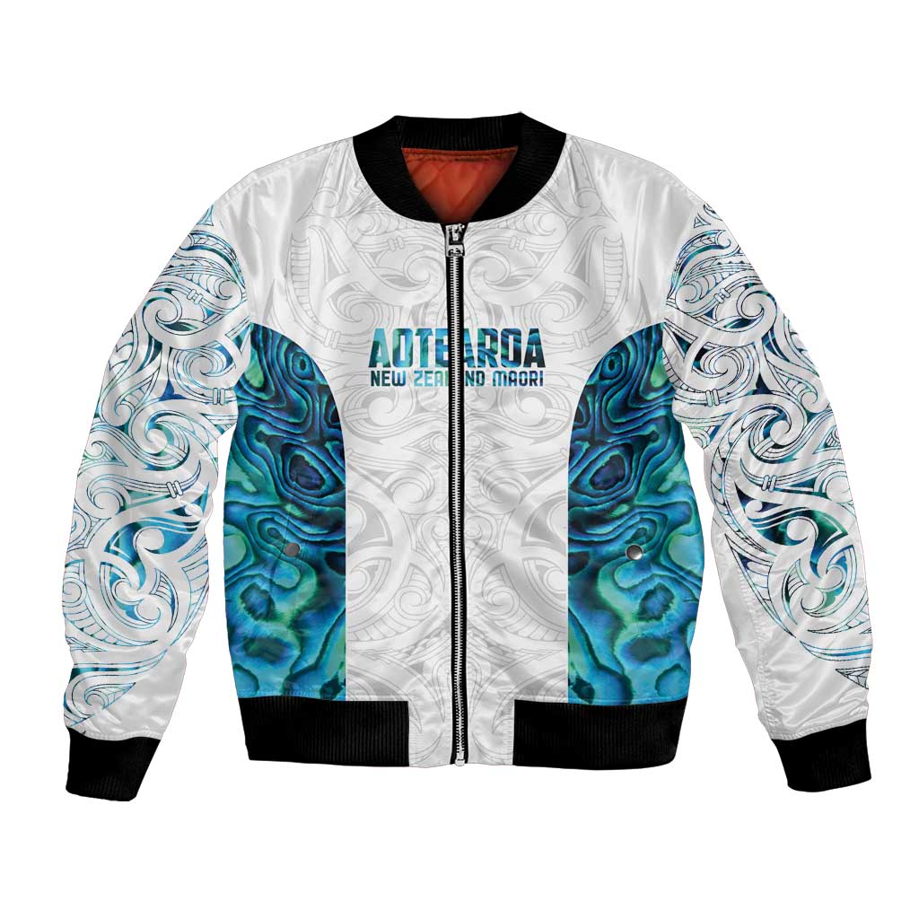 Custom New Zealand Aotearoa Bomber Jacket Maori Paua Shell Indigenous - Polynesian Pride