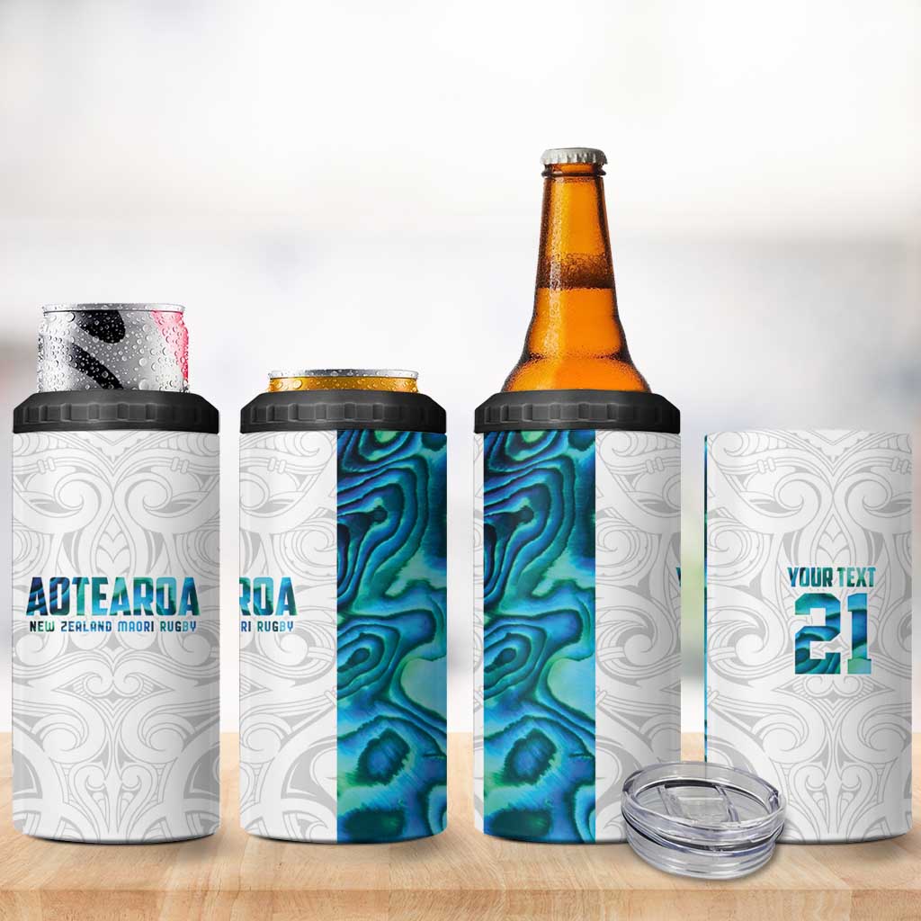 Custom New Zealand Aotearoa 4 in 1 Can Cooler Tumbler Maori Paua Shell Indigenous - Polynesian Pride
