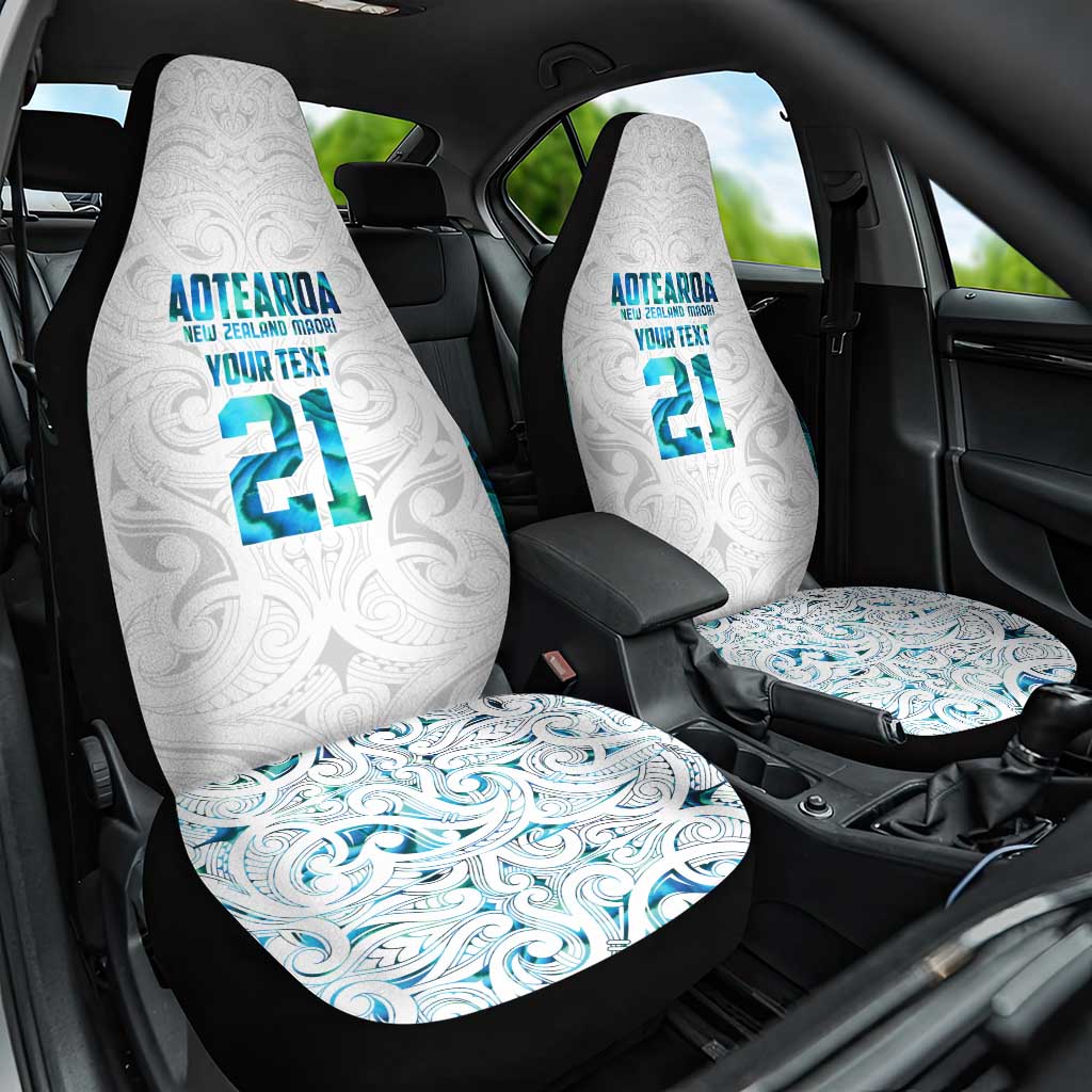 Custom New Zealand Aotearoa Car Seat Cover Maori Paua Shell Indigenous LT9 One Size Blue - Polynesian Pride