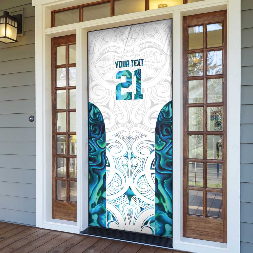 Custom New Zealand Aotearoa Door Cover Maori Paua Shell Indigenous - Polynesian Pride