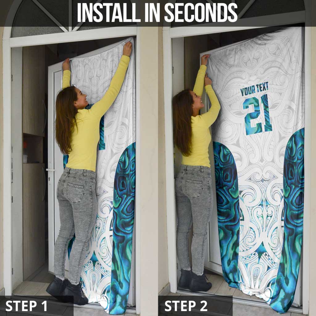 Custom New Zealand Aotearoa Door Cover Maori Paua Shell Indigenous - Polynesian Pride