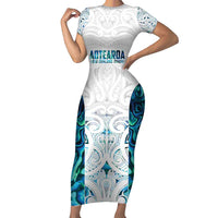 Custom New Zealand Aotearoa Family Matching Short Sleeve Bodycon Dress and Hawaiian Shirt Maori Paua Shell Indigenous - Polynesian Pride