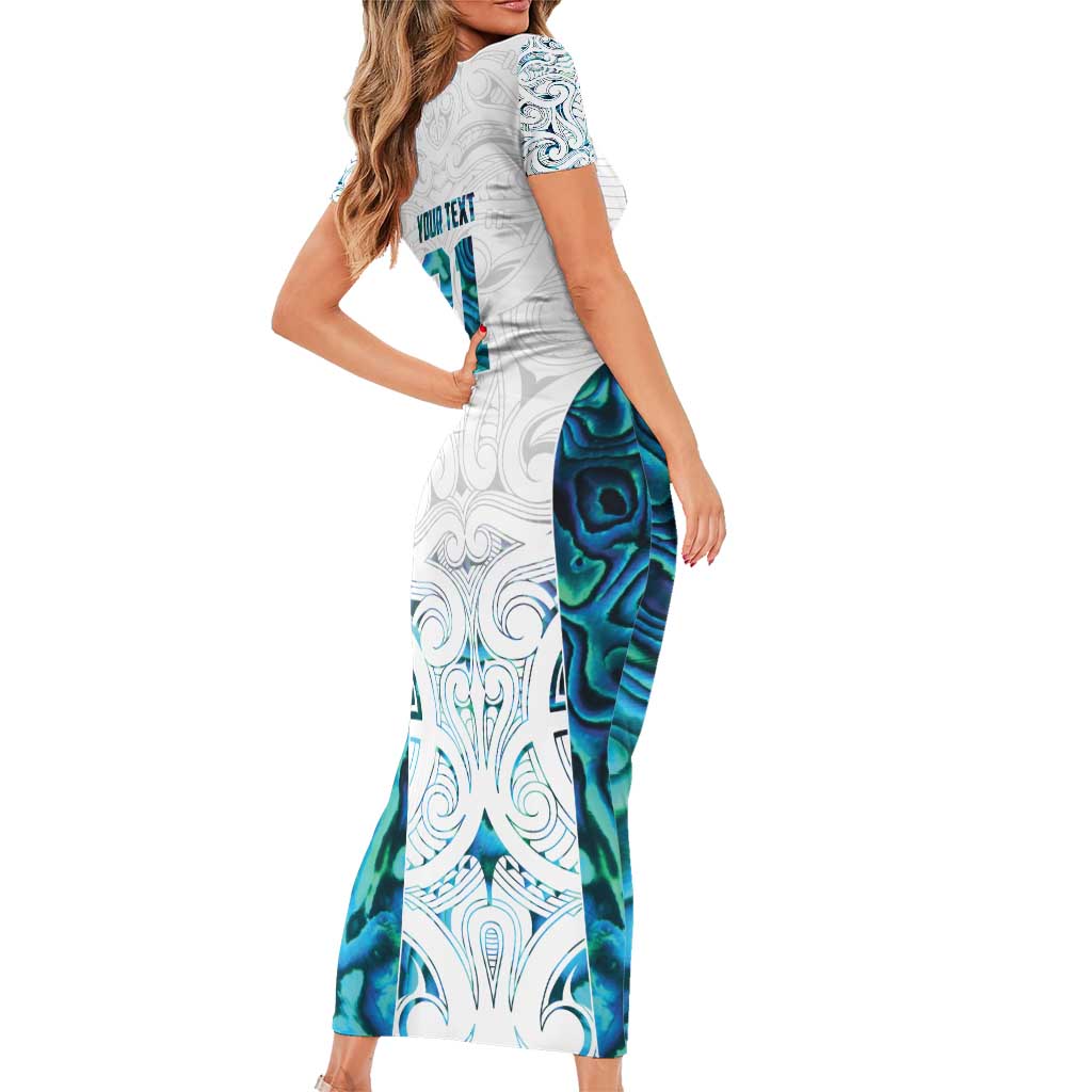Custom New Zealand Aotearoa Family Matching Short Sleeve Bodycon Dress and Hawaiian Shirt Maori Paua Shell Indigenous - Polynesian Pride
