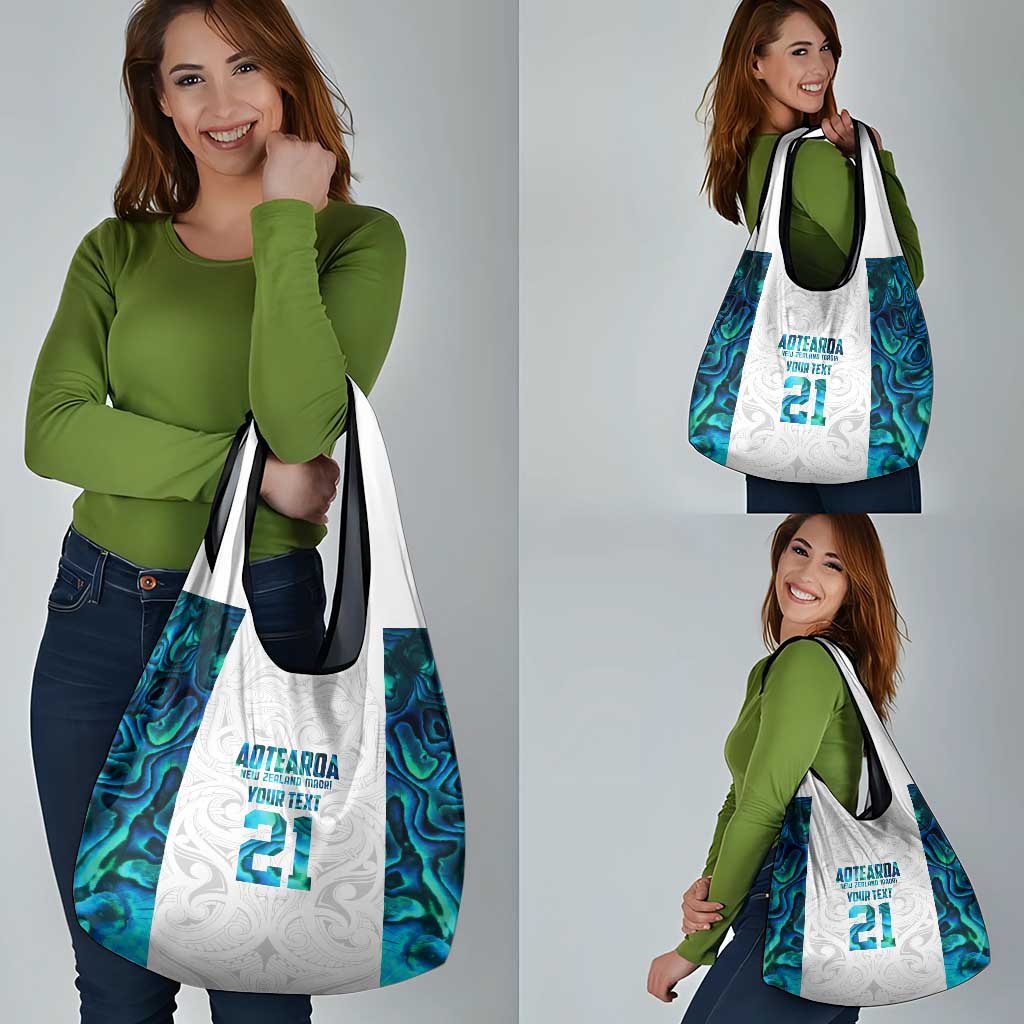 Custom New Zealand Aotearoa Grocery Bag Maori Paua Shell Indigenous - Polynesian Pride