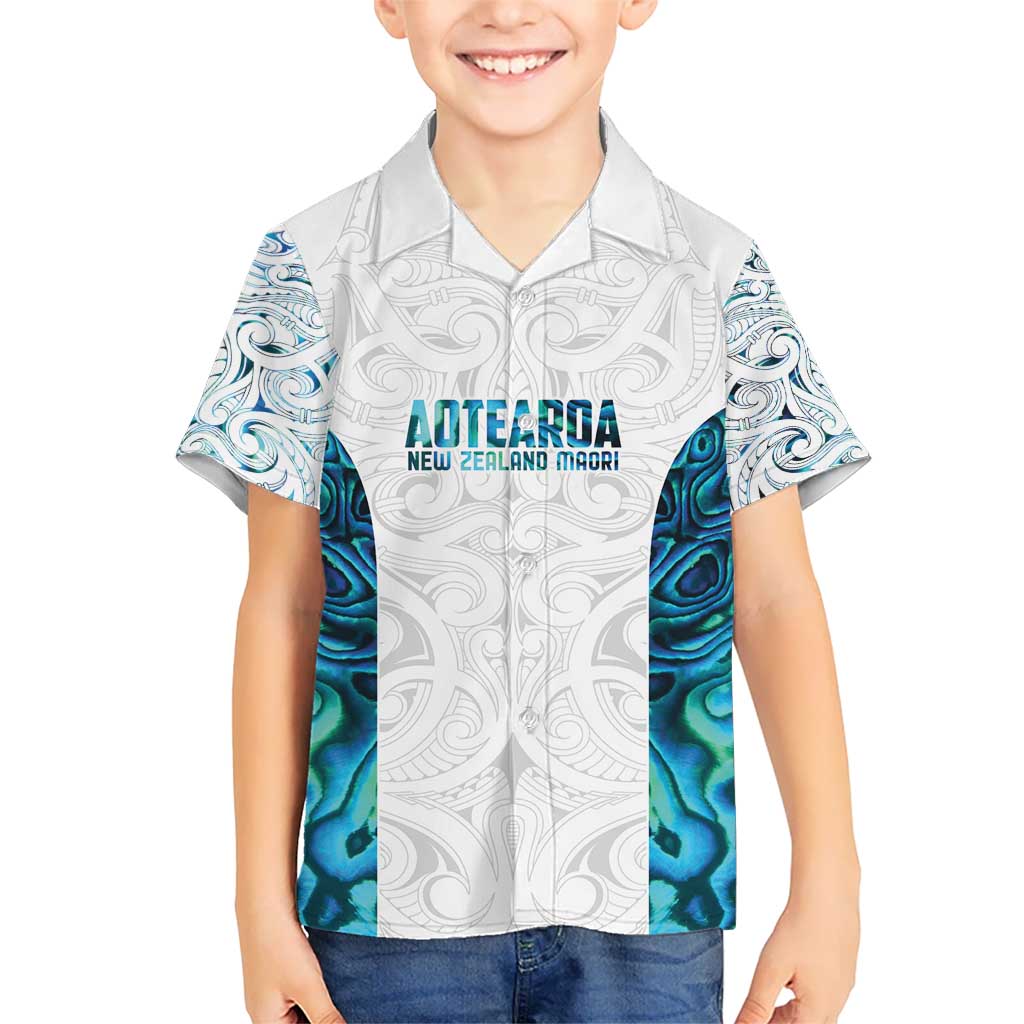 Custom New Zealand Aotearoa Kid Hawaiian Shirt Maori Paua Shell Indigenous LT9 Kid Blue - Polynesian Pride