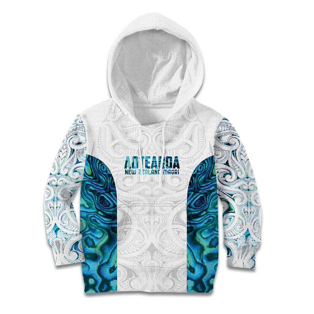 Custom New Zealand Aotearoa Kid Hoodie Maori Paua Shell Indigenous LT9 Hoodie Blue - Polynesian Pride