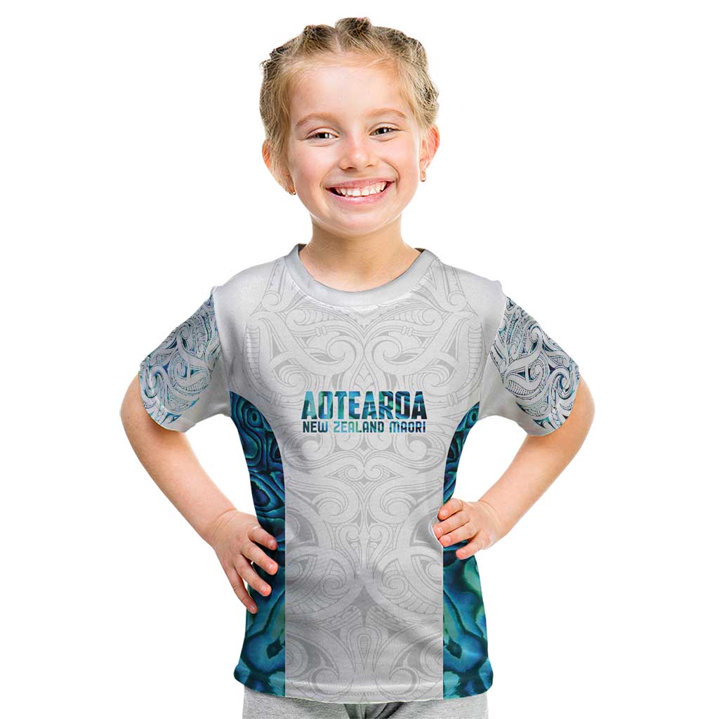 Custom New Zealand Aotearoa Kid T Shirt Maori Paua Shell Indigenous LT9 Blue - Polynesian Pride