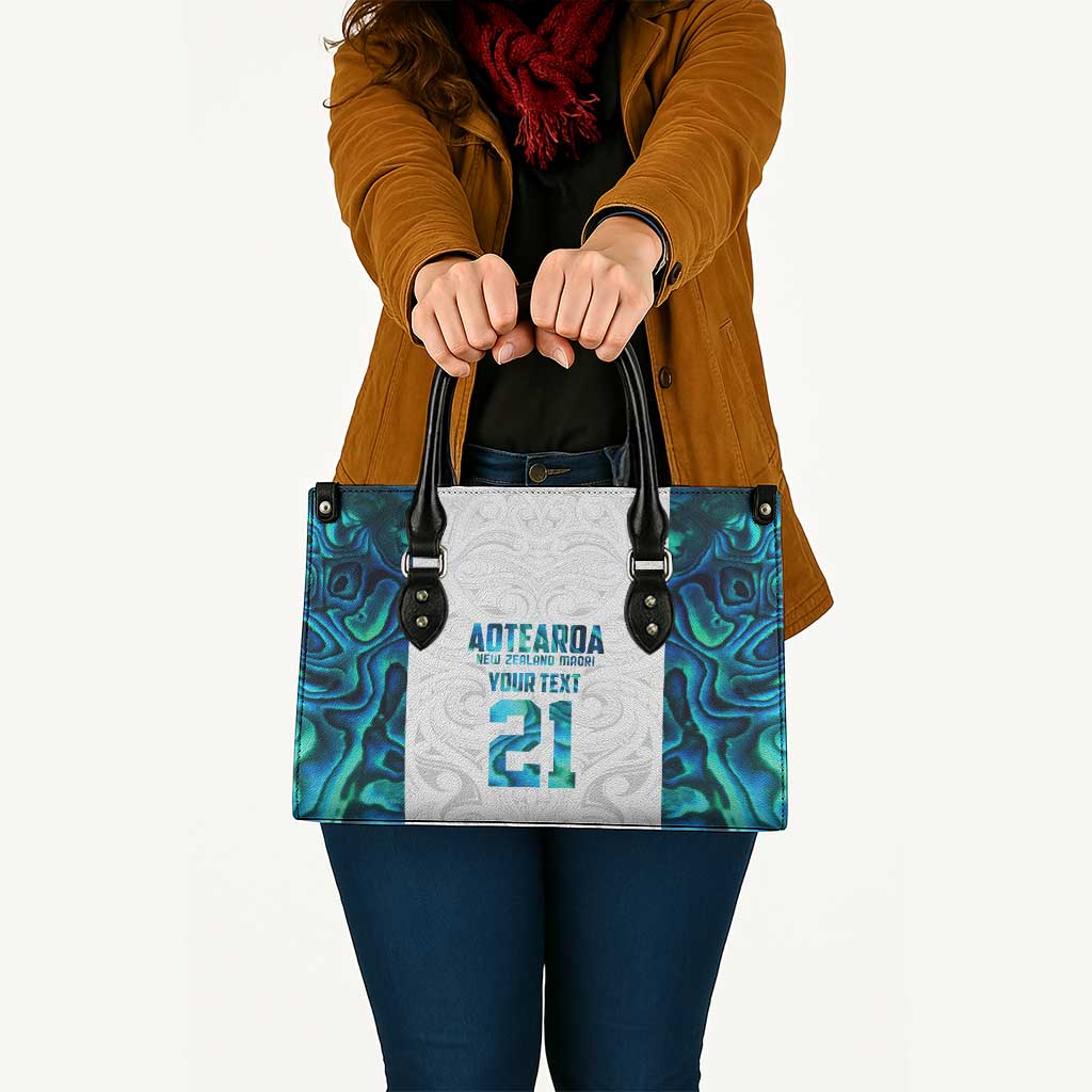 Custom New Zealand Aotearoa Leather Bag Maori Paua Shell Indigenous - Polynesian Pride