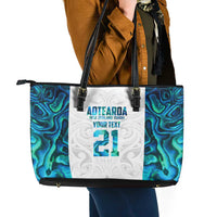 Custom New Zealand Aotearoa Leather Tote Bag Maori Paua Shell Indigenous LT9 - Polynesian Pride