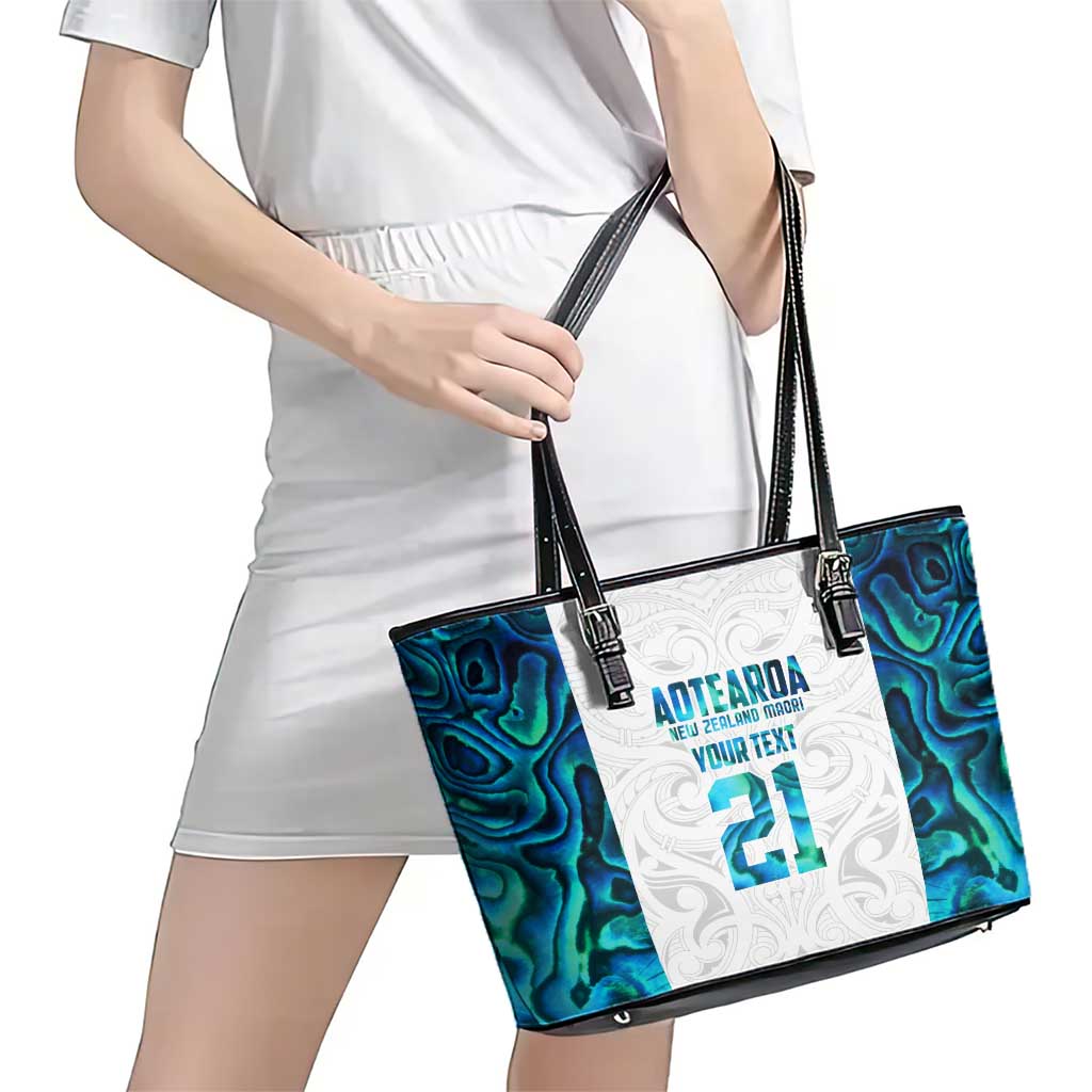 Custom New Zealand Aotearoa Leather Tote Bag Maori Paua Shell Indigenous LT9 - Polynesian Pride
