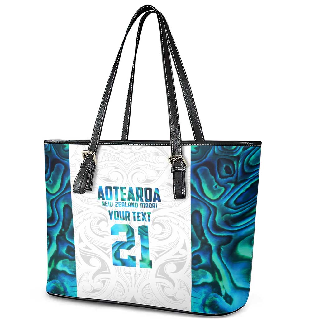 Custom New Zealand Aotearoa Leather Tote Bag Maori Paua Shell Indigenous LT9 - Polynesian Pride