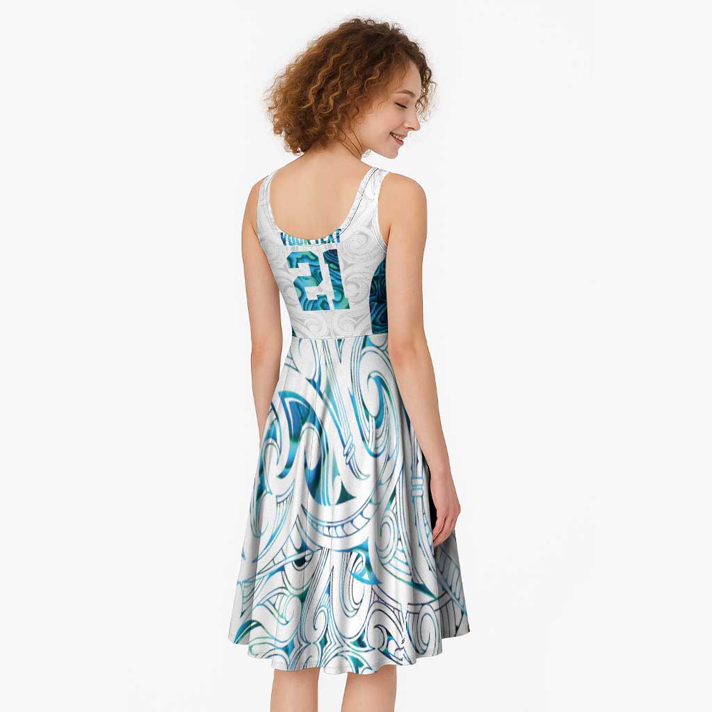 Custom New Zealand Aotearoa Midi Dress Maori Paua Shell Indigenous - Polynesian Pride