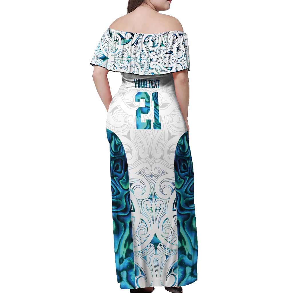 Custom New Zealand Aotearoa Off Shoulder Maxi Dress Maori Paua Shell Indigenous LT9 - Polynesian Pride