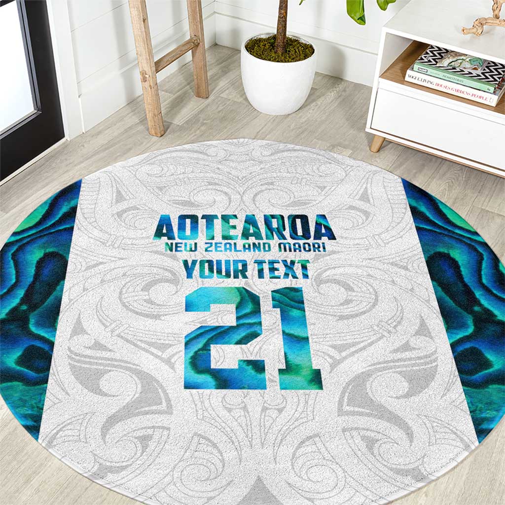 Custom New Zealand Aotearoa Round Carpet Maori Paua Shell Indigenous LT9 Blue - Polynesian Pride