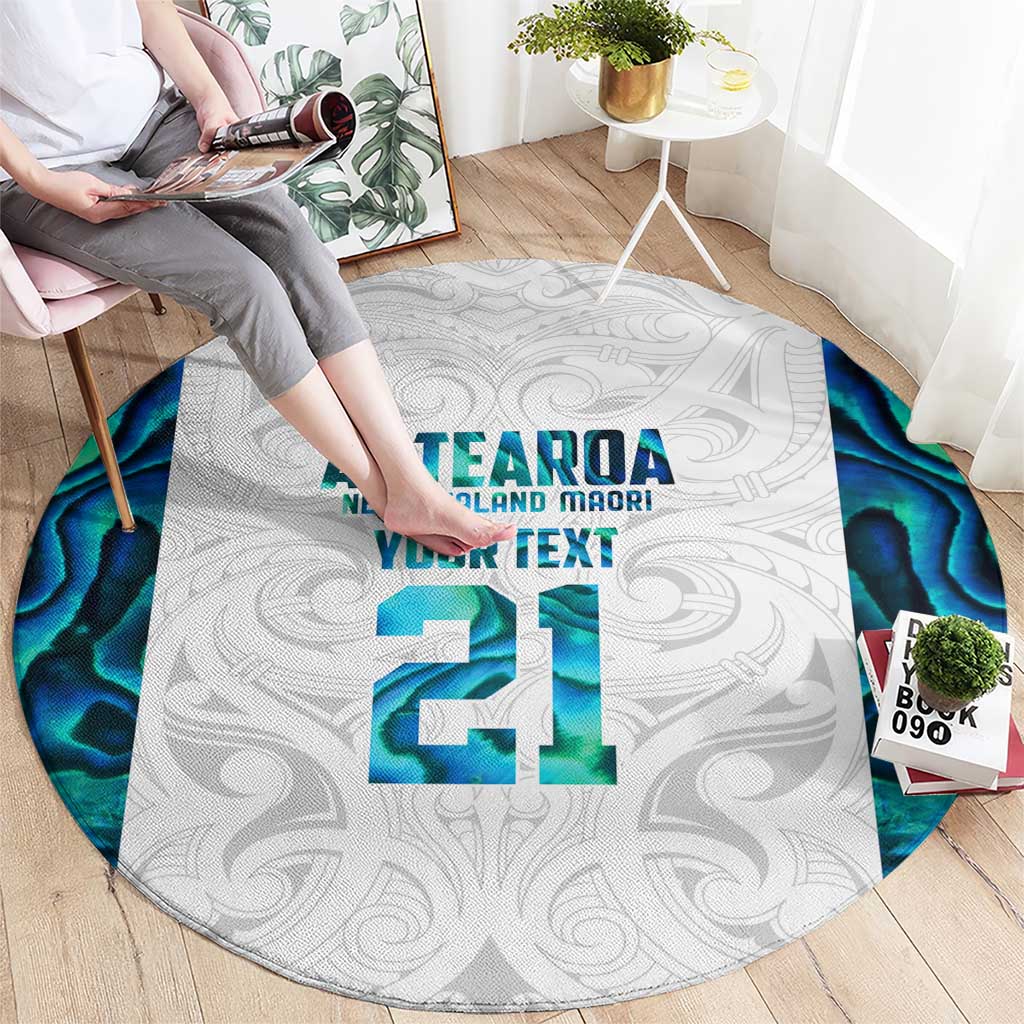 Custom New Zealand Aotearoa Round Carpet Maori Paua Shell Indigenous LT9 - Polynesian Pride