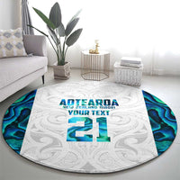 Custom New Zealand Aotearoa Round Carpet Maori Paua Shell Indigenous LT9 - Polynesian Pride