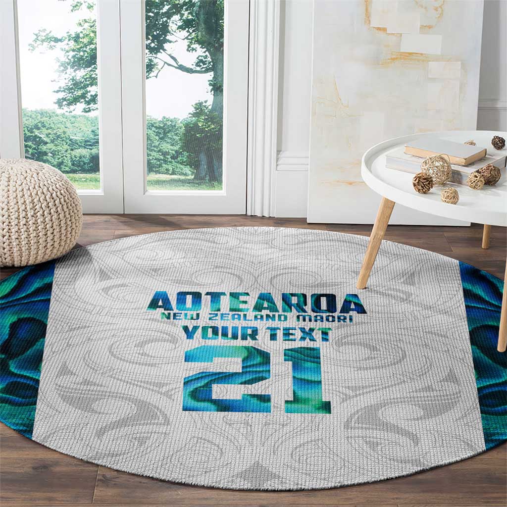 Custom New Zealand Aotearoa Round Carpet Maori Paua Shell Indigenous LT9 - Polynesian Pride