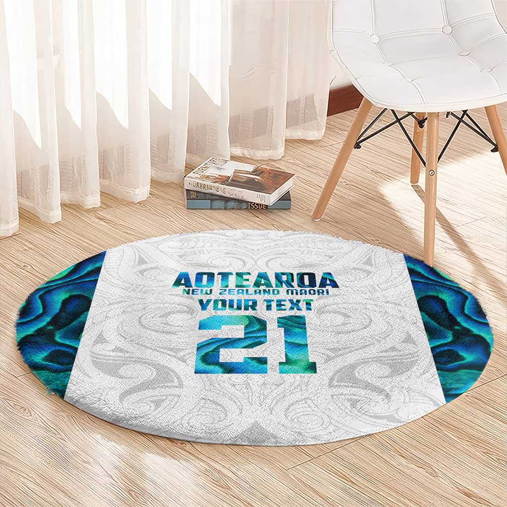 Custom New Zealand Aotearoa Round Carpet Maori Paua Shell Indigenous LT9 - Polynesian Pride