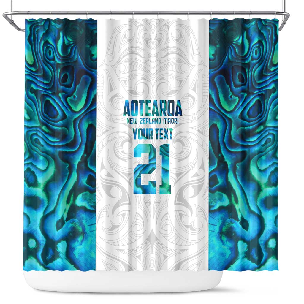 Custom New Zealand Aotearoa Shower Curtain Maori Paua Shell Indigenous LT9 Blue - Polynesian Pride