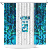 Custom New Zealand Aotearoa Shower Curtain Maori Paua Shell Indigenous LT9 Blue - Polynesian Pride