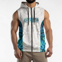 Custom New Zealand Aotearoa Sleeveless Zip Hoodie Maori Paua Shell Indigenous LT9 - Polynesian Pride