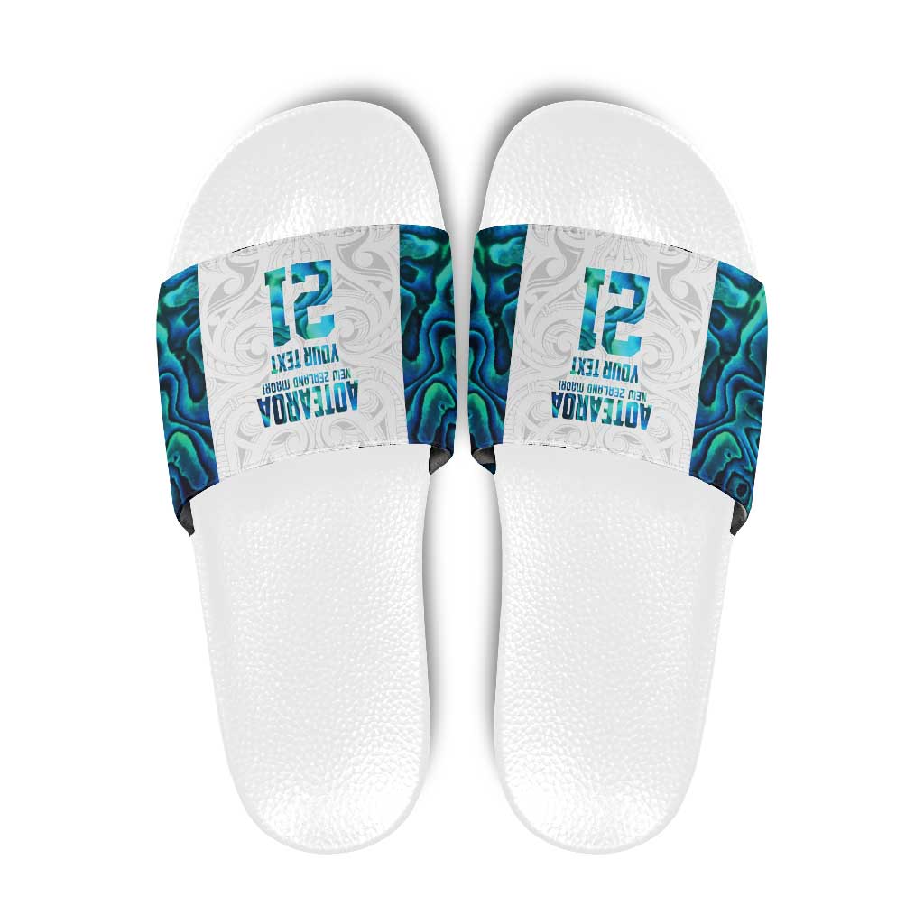 Custom New Zealand Aotearoa Slide Sandals Maori Paua Shell Indigenous - Polynesian Pride
