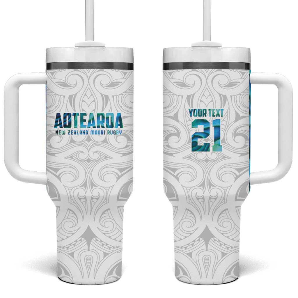 Custom New Zealand Aotearoa Tumbler With Handle Maori Paua Shell Indigenous - Polynesian Pride