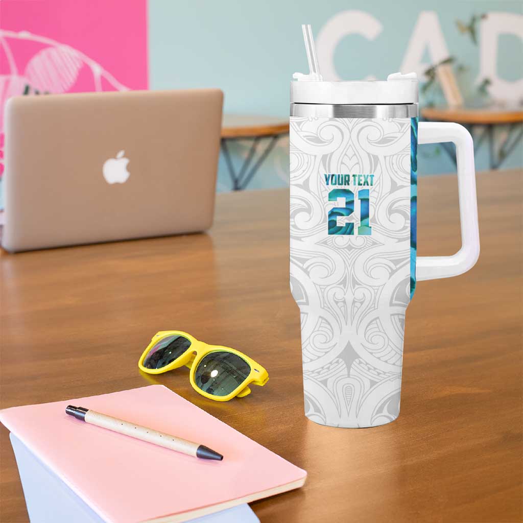 Custom New Zealand Aotearoa Tumbler With Handle Maori Paua Shell Indigenous - Polynesian Pride