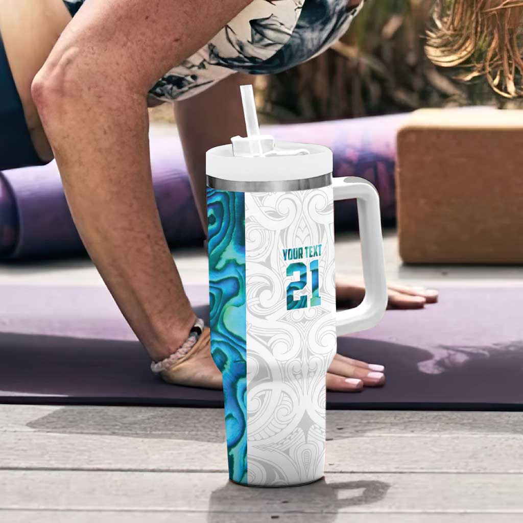 Custom New Zealand Aotearoa Tumbler With Handle Maori Paua Shell Indigenous - Polynesian Pride