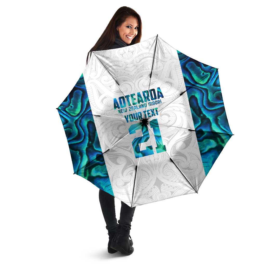 Custom New Zealand Aotearoa Umbrella Maori Paua Shell Indigenous - Polynesian Pride