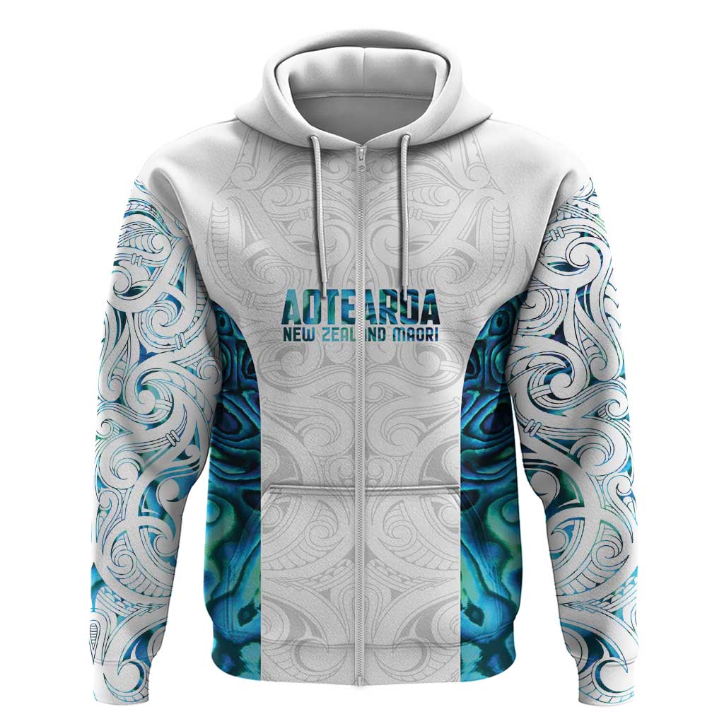 Custom New Zealand Aotearoa Zip Hoodie Maori Paua Shell Indigenous - Polynesian Pride