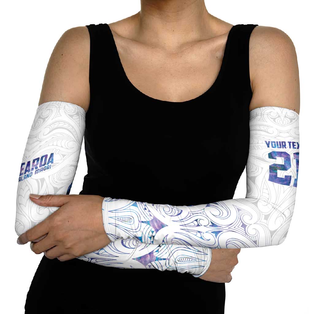 Custom New Zealand Aotearoa Arm Sleeves Purple Maori Paua Shell Indigenous - Polynesian Pride