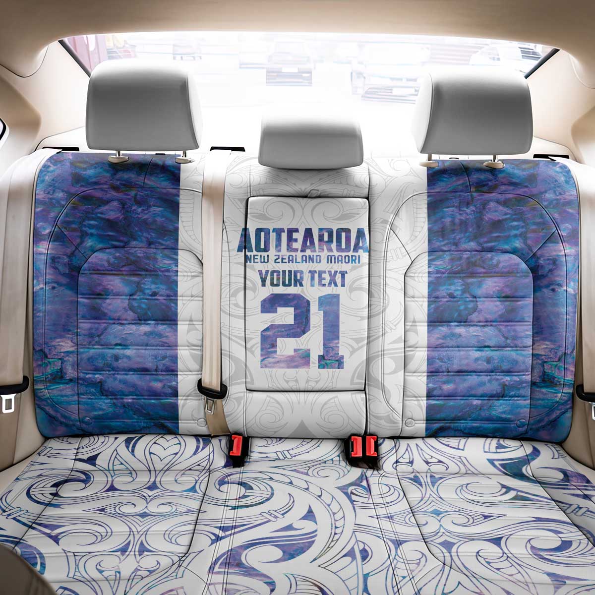 Custom New Zealand Aotearoa Back Car Seat Cover Purple Maori Paua Shell Indigenous - Polynesian Pride