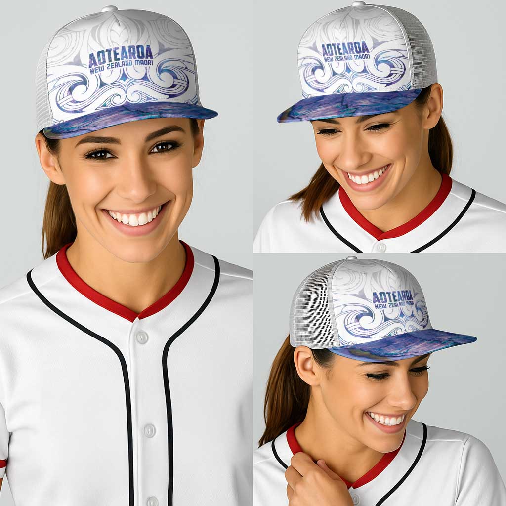 New Zealand Aotearoa Baseball Net Cap Purple Maori Papua Shell Indigenous - Polynesian Pride