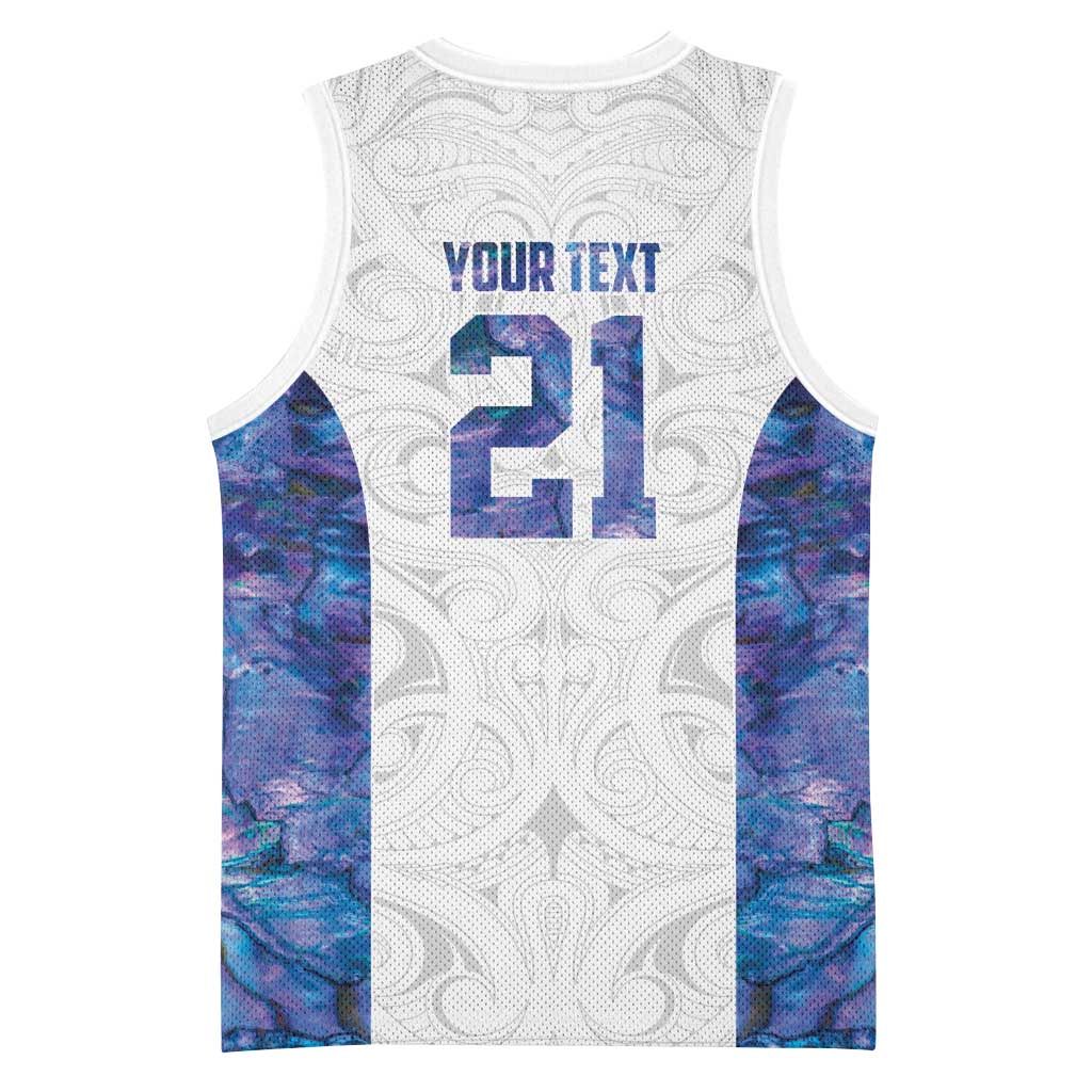Custom New Zealand Aotearoa Basketball Jersey Purple Maori Paua Shell Indigenous LT9 - Polynesian Pride