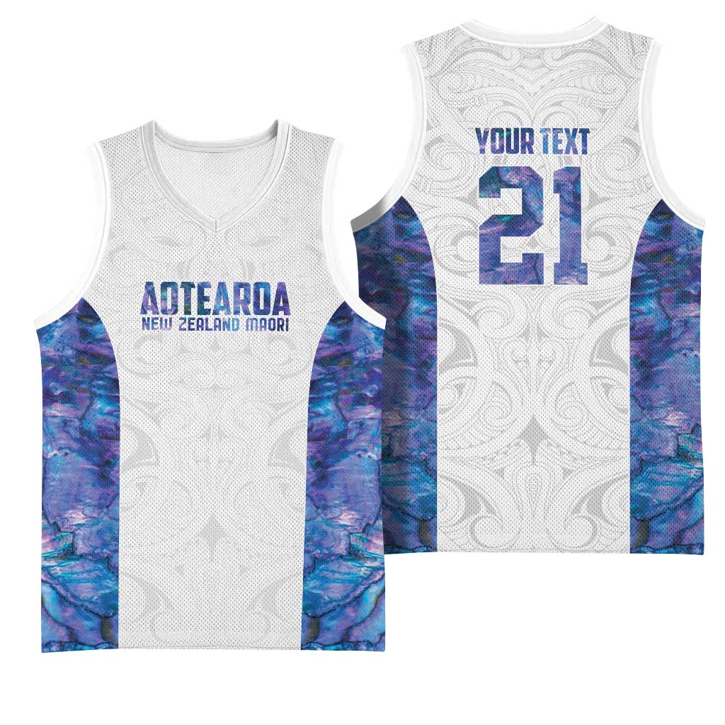 Custom New Zealand Aotearoa Basketball Jersey Purple Maori Paua Shell Indigenous LT9 - Polynesian Pride