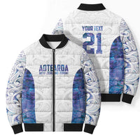 Custom New Zealand Aotearoa Bomber Puffer Jacket Purple Maori Paua Shell Indigenous LT9 - Polynesian Pride
