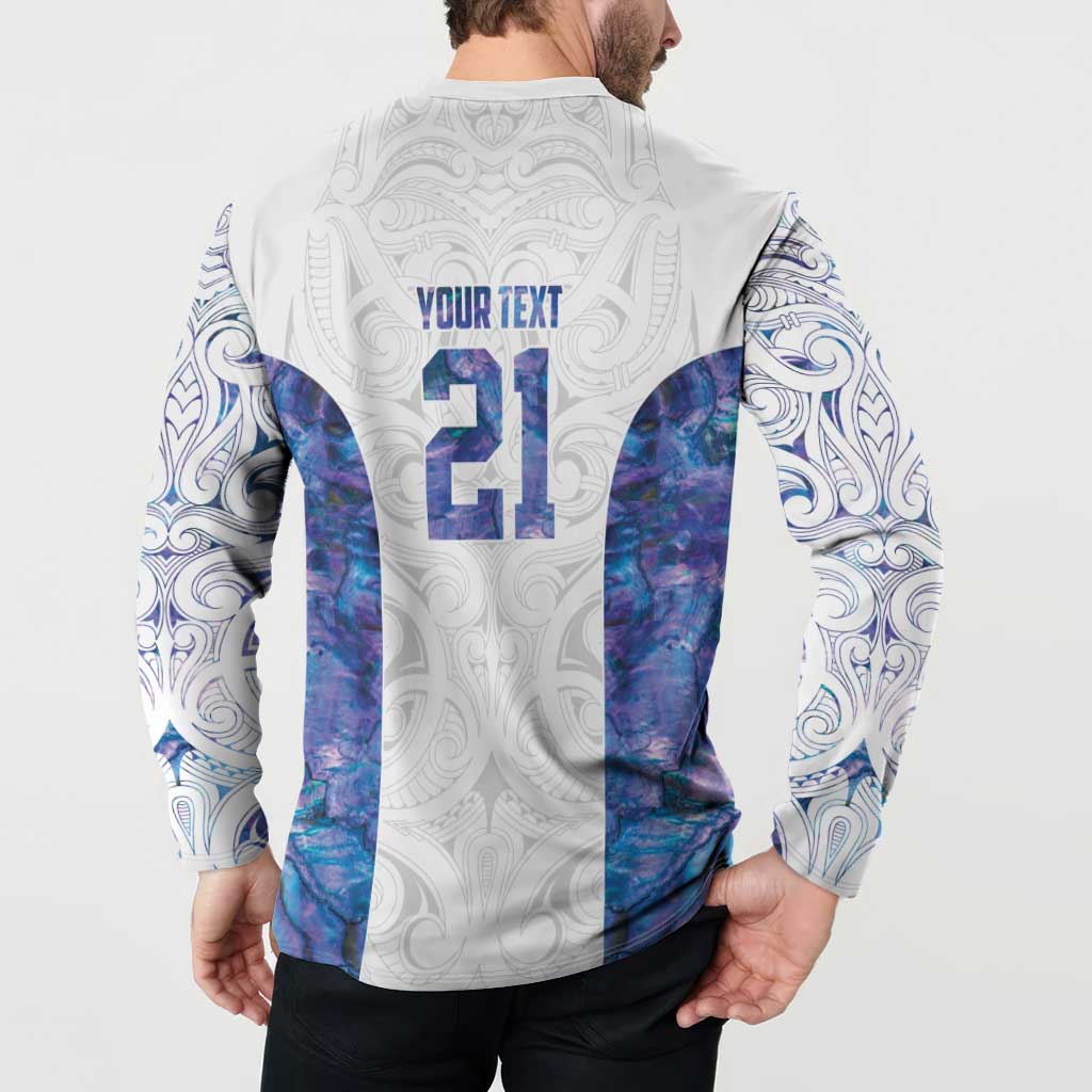 Custom New Zealand Aotearoa Button Sweatshirt Purple Maori Paua Shell Indigenous - Polynesian Pride