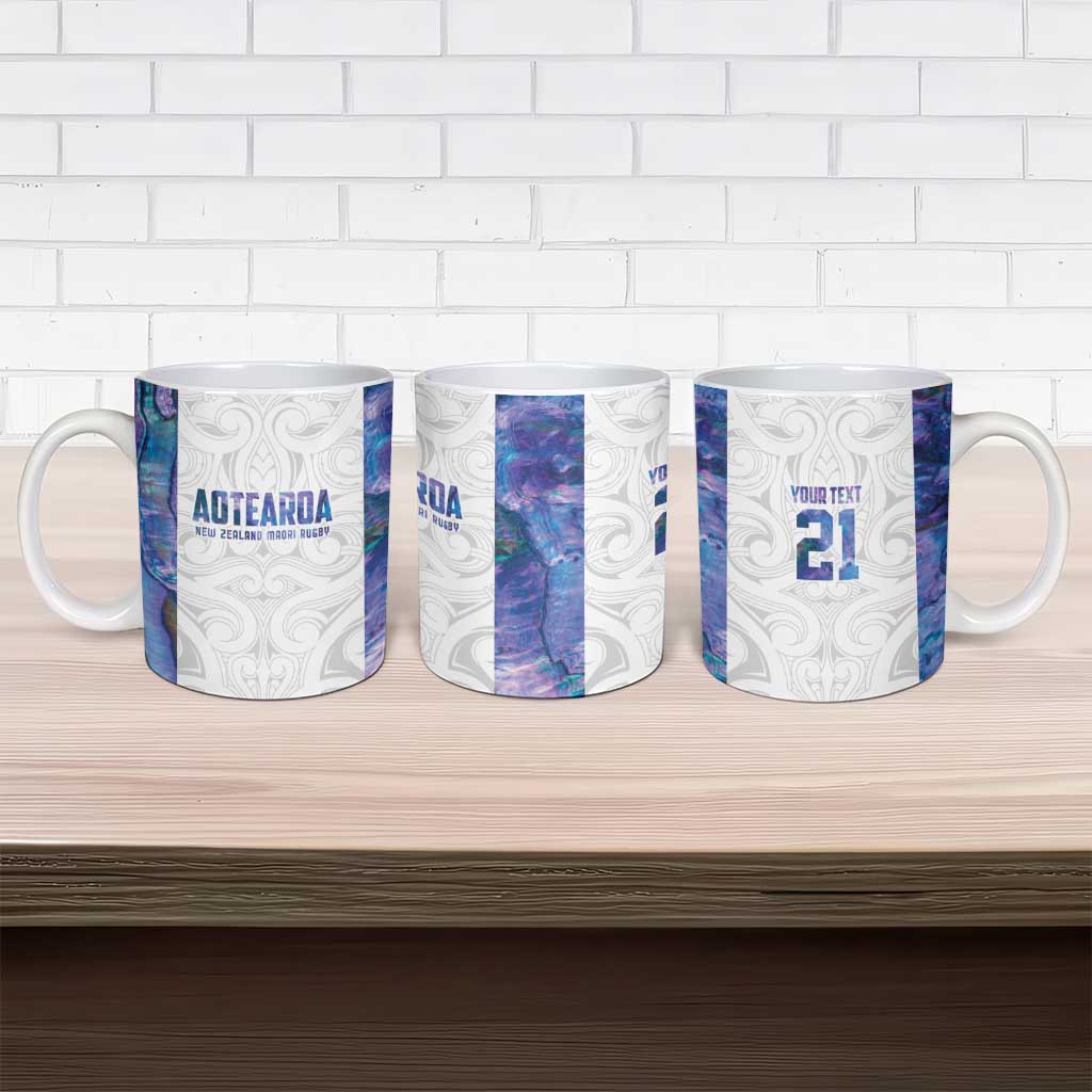 Custom New Zealand Aotearoa Ceramic Mug Purple Maori Paua Shell Indigenous - Polynesian Pride
