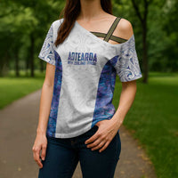 Custom New Zealand Aotearoa Cross Shoulder Shirt Purple Maori Paua Shell Indigenous LT9 - Polynesian Pride