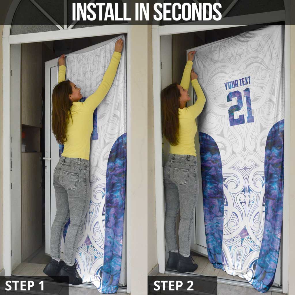 Custom New Zealand Aotearoa Door Cover Purple Maori Paua Shell Indigenous - Polynesian Pride