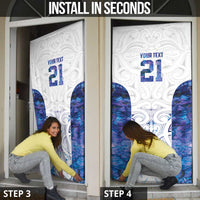 Custom New Zealand Aotearoa Door Cover Purple Maori Paua Shell Indigenous - Polynesian Pride