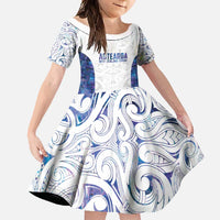 Custom New Zealand Aotearoa Family Matching Long Sleeve Bodycon Dress and Hawaiian Shirt Purple Maori Paua Shell Indigenous LT9 Daughter's Dress Purple - Polynesian Pride