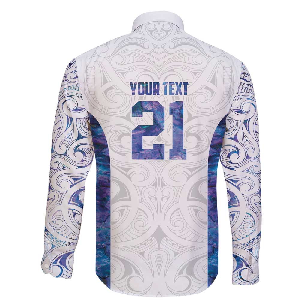 Custom New Zealand Aotearoa Family Matching Long Sleeve Bodycon Dress and Hawaiian Shirt Purple Maori Paua Shell Indigenous LT9 - Polynesian Pride
