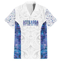 Custom New Zealand Aotearoa Family Matching Off Shoulder Maxi Dress and Hawaiian Shirt Purple Maori Paua Shell Indigenous - Polynesian Pride